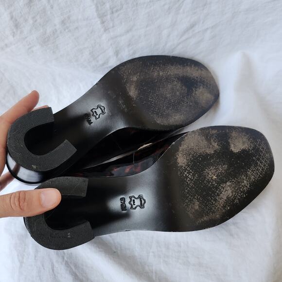 Tory Burch Tortoise Shell Patent Leather Heeled Loafers Size 9.5 - Picture 10 of 16